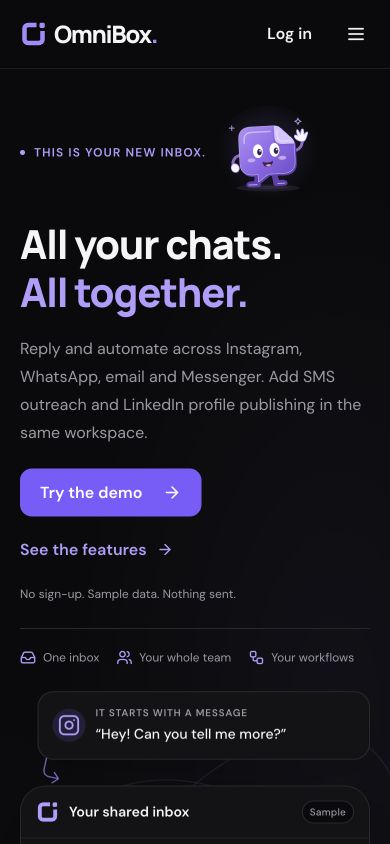 Mobile view of the OmniBox website